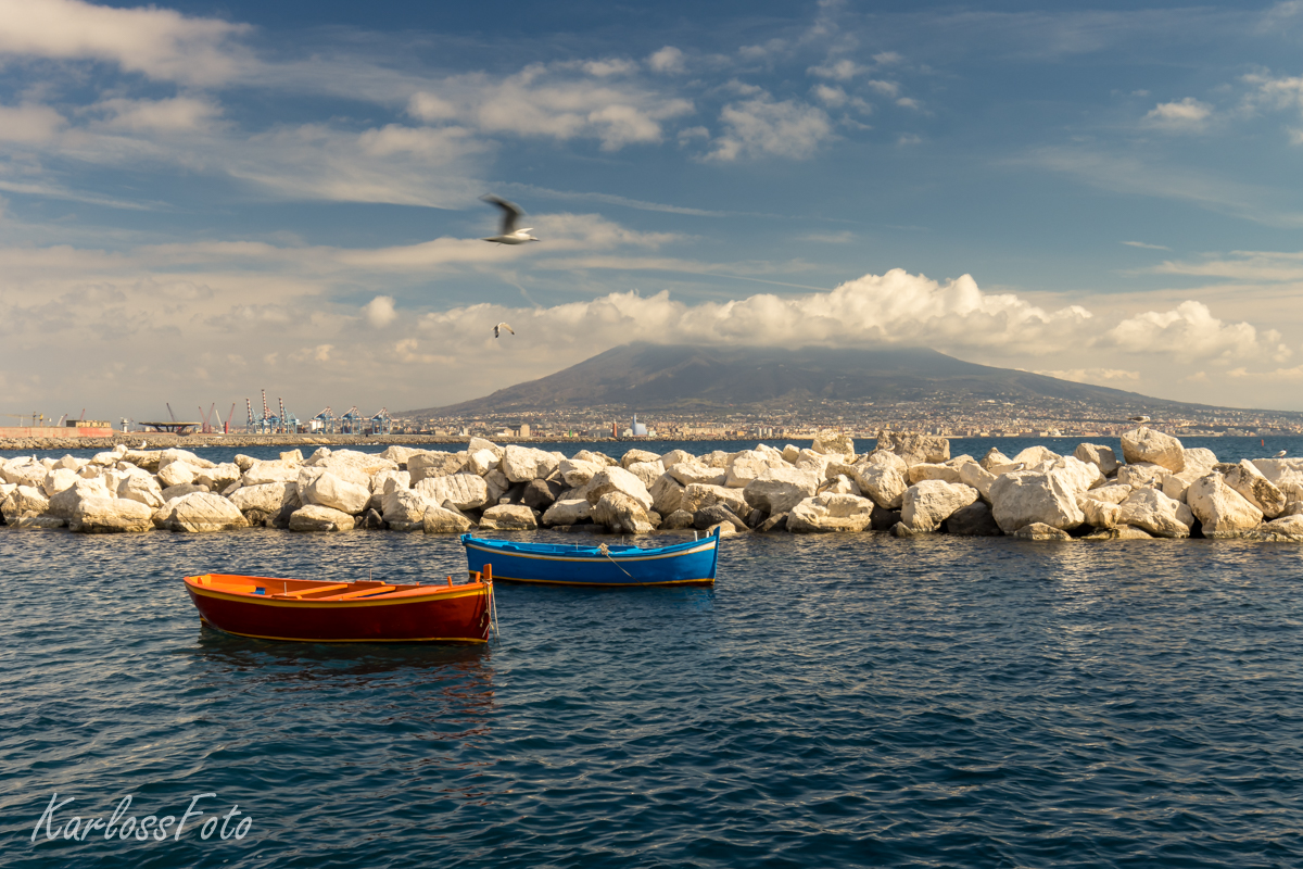 Pohled na Vesuv, Neapol